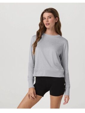 Vuori Light Gray Long-Sleeve Crewneck Top